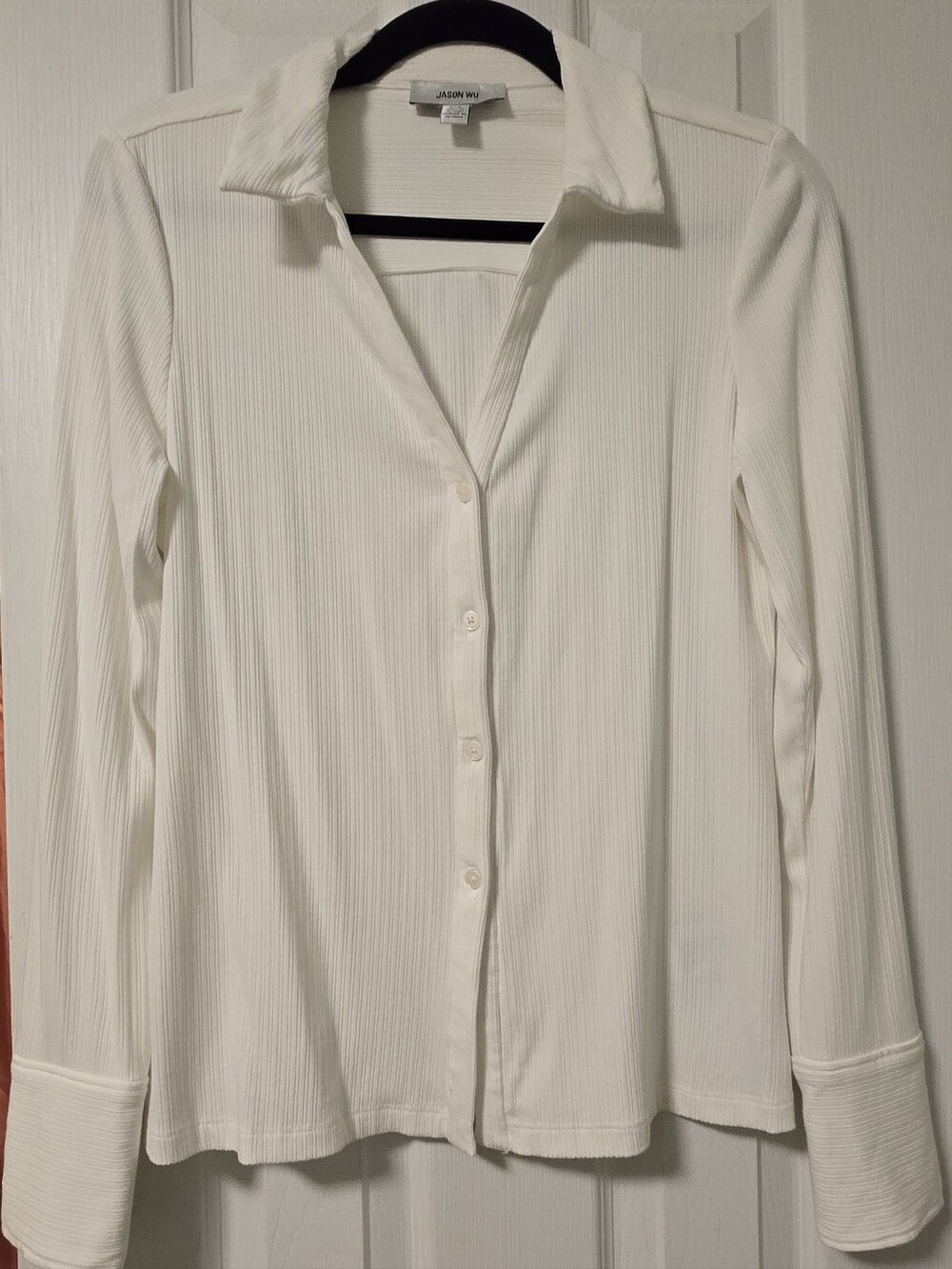 Jason Wu Collection, Long Sleeved White Top, Size M